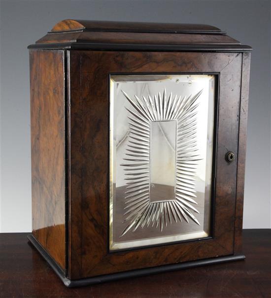 A Victorian figured walnut humidor, W.11in. H.14in.